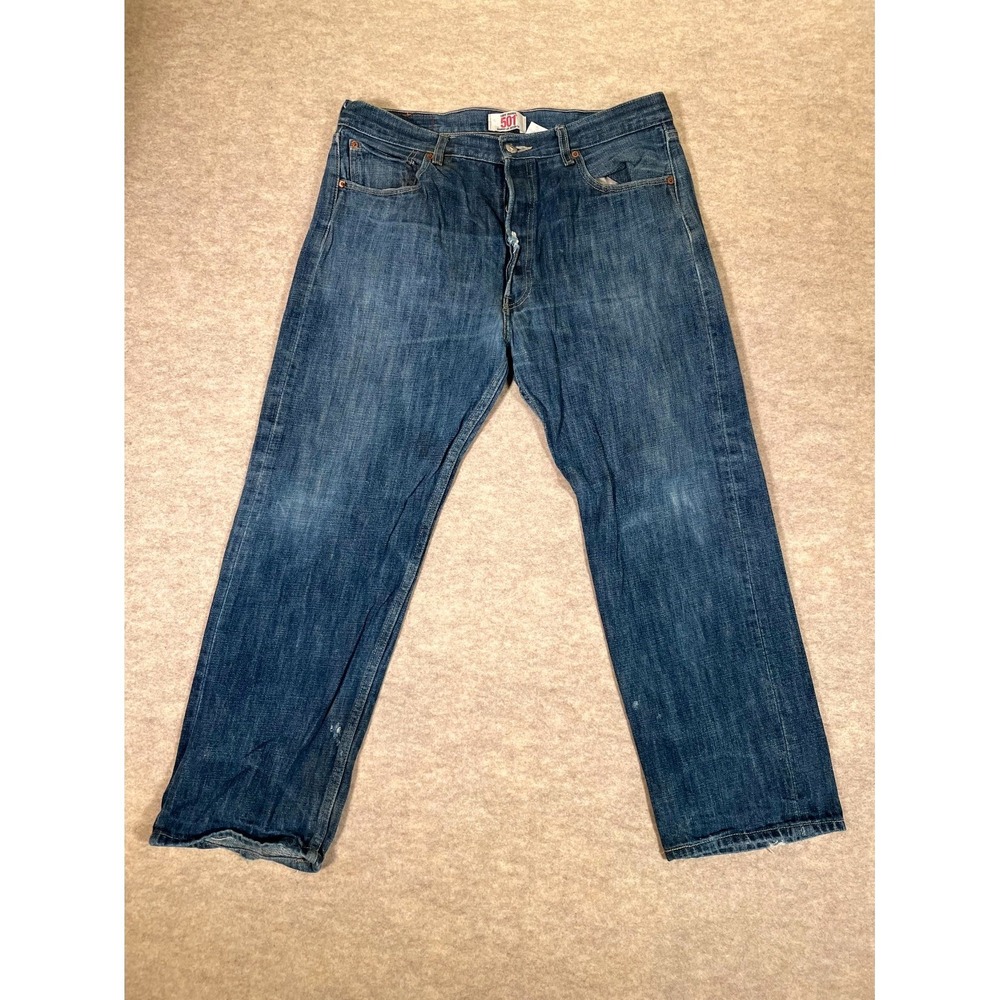 Levis 501 Original Fit Jeans Men 36x30 Blue Denim Cotton Button Fly Straight Leg